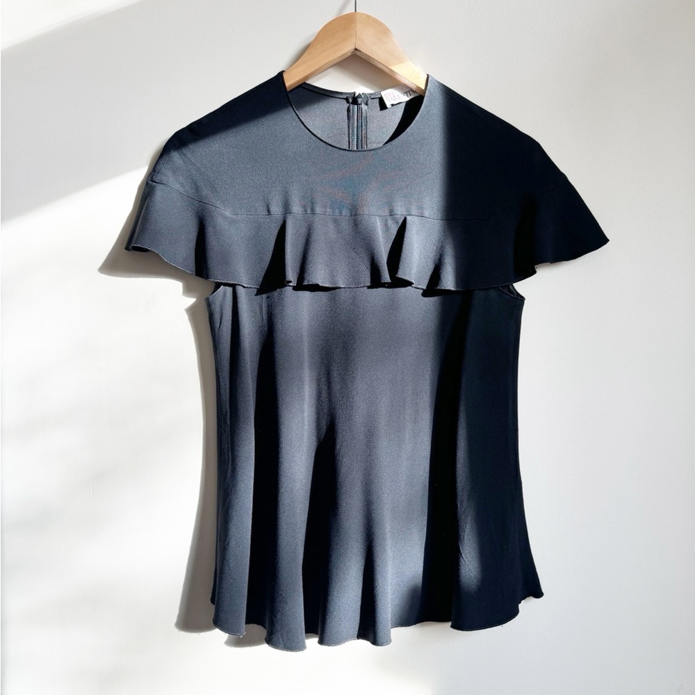 Red Valentino Black Ruffles Details Top Blouse L sz 42
